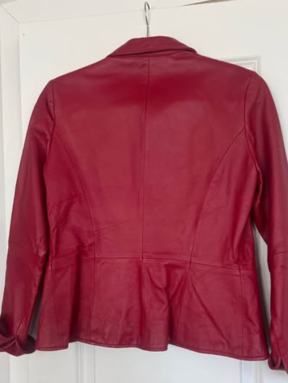 Red Leather Shape FX Jacket Size 8 - Picture 3 of 4